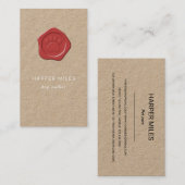 Carte De Visite Cachet de cire/timbre de paille de chien rustique (Devant / Derrière)