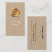 Carte De Visite Cachet/timbre de cire de patte dorée de la chienne (Devant / Derrière)