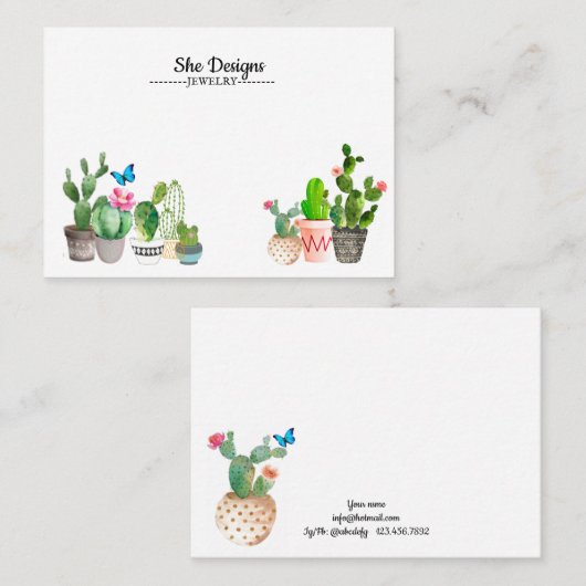 Carte De Visite Cactus (Devant / Derrière)