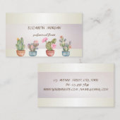 Carte De Visite Cactus à rayures modernes Succulent (Devant / Derrière)