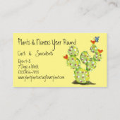 Carte De Visite Cactus Aquarelle Rouge Coeur Fleurs Désert Jaune (Dos)