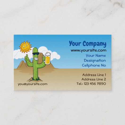 Carte De Visite Cactus avec bière (Devant)