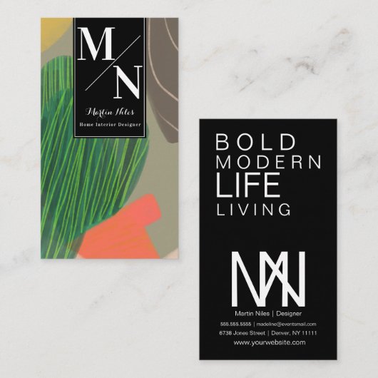 Carte De Visite Cactus bio Home Designer intérieur (Devant / Derrière)