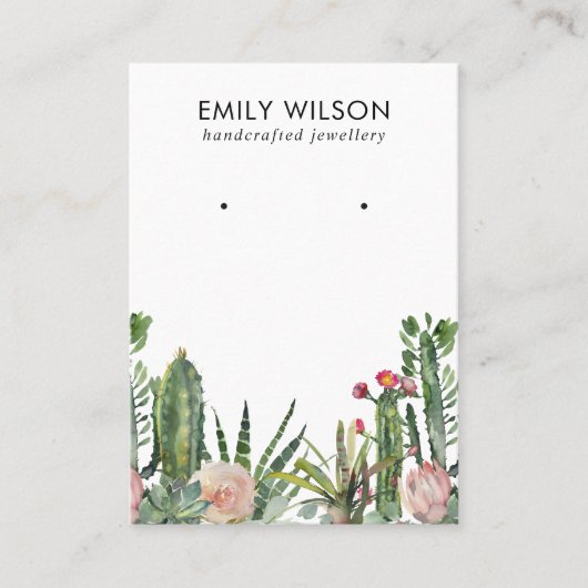 CARTE DE VISITE CACTUS BLANC PROTÉA FOLIAGE STUD EARRING AFFICHAGE (Devant)