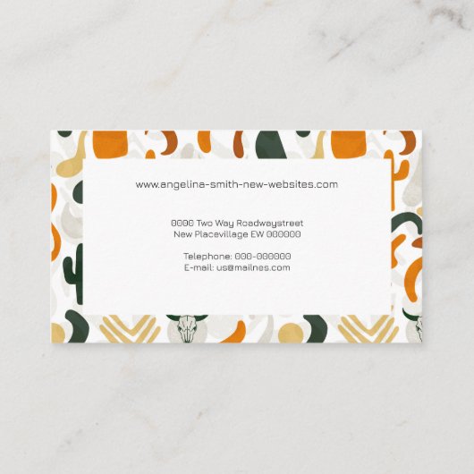 Carte De Visite Cactus boho du désert de cowboy occidental (Dos)