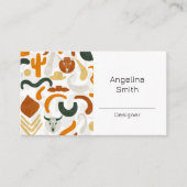 Carte De Visite Cactus boho du désert de cowboy occidental (Devant)