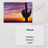 Carte De Visite Cactus de coucher du soleil de désert (Devant / Derrière)