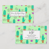 Carte De Visite Cactus Doodles de verdure | Vert (Devant / Derrière)