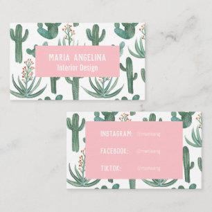 Carte De Visite Cactus du désert et Aquarelle des succulents