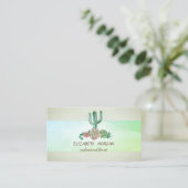 Carte De Visite Cactus élégant à rayures Succulente à points (Debout devant)
