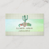 Carte De Visite Cactus élégant à rayures Succulente à points (Devant)