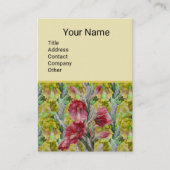 CARTE DE VISITE CACTUS FLEURIER, FLEURS JAUNES ROUGES FLEURS (Devant)