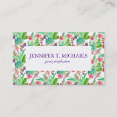 Carte De Visite Cactus lumineux d'aquarelle et motif succulent (Devant)