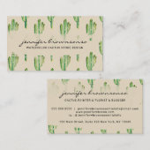 Carte De Visite Cactus Mignon Fleur Vert Crème Beige (Devant / Derrière)