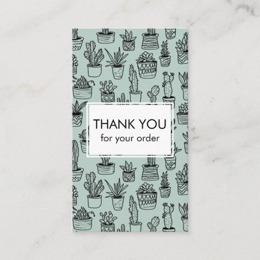 Carte De Visite Cactus mignons et succulents Code QR Merci de comm (Devant)