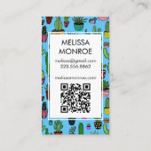 Carte De Visite Cactus mignons et succulents Code QR Merci de comm (Dos)
