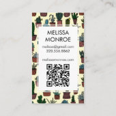Carte De Visite Cactus mignons et succulents Code QR Merci de comm (Dos)
