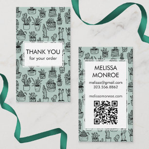 Carte De Visite Cactus mignons et succulents Code QR Merci de comm
