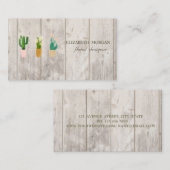 Carte De Visite Cactus professionnel de la texture de bois planté (Devant / Derrière)