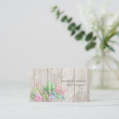 Carte De Visite Cactus Professionnel Romantique, Fleurs, Texture d (Debout devant)