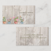 Carte De Visite Cactus professionnels, Fleurs, Texture en bois (Devant / Derrière)