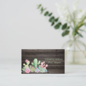 Carte De Visite Cactus professionnels romantiques, Fleurs, Bois fo (Debout devant)