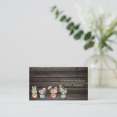 Carte De Visite Cactus romantique Bois foncé (Debout devant)