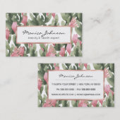 Carte De Visite Cactus rose d'abrégé sur vert de pignon (Devant / Derrière)