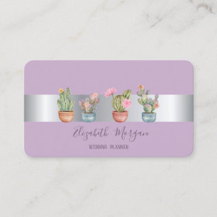 Carte De Visite Cactus Succulent Violet Professionnel Élégant