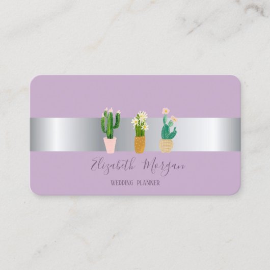 Carte De Visite Cactus Succulent Violet Professionnel Moderne (Devant)