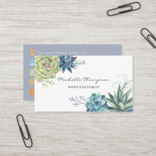 Carte De Visite Cactus succulents de désert à l'aquarelle