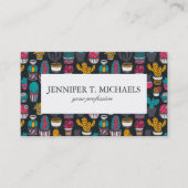 Carte De Visite Cactus tirés à la main dans le Motif de style d'es (Devant)