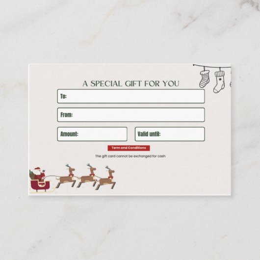 Carte de visite cadeau 100 $ (Dos)