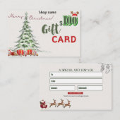 Carte de visite cadeau 100 $ (Devant / Derrière)