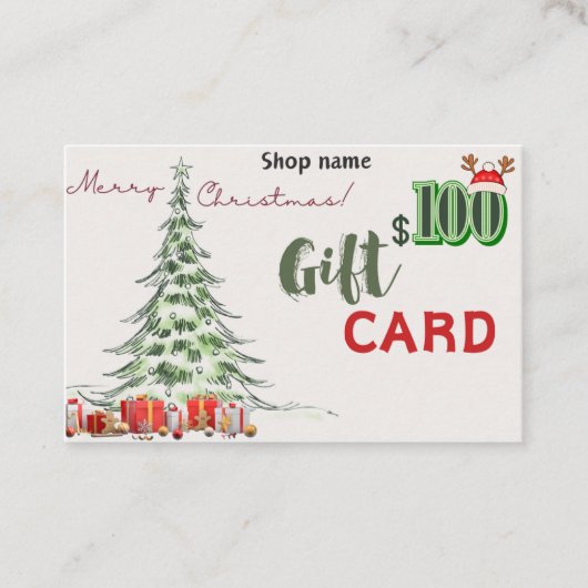 Carte de visite cadeau 100 $ (Devant)