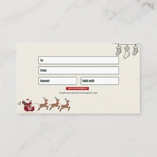 Carte de visite cadeau 100 $ (Dos)