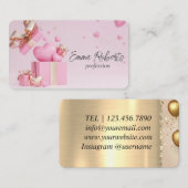 Carte De Visite Cadeau Anniversaire Blanc Rose Or Ballons (Devant / Derrière)