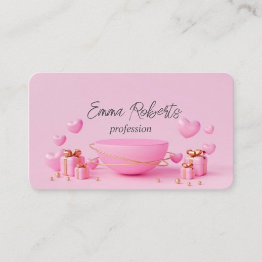 Carte De Visite Cadeau Anniversaire Blanc Rose Or Ballons (Devant)