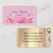 Carte De Visite Cadeau Anniversaire Blanc Rose Or Ballons (Devant / Derrière)