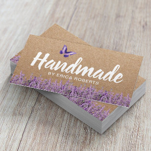 Carte De Visite Cadeau artisanal Rustique Kraft Lavender Floral