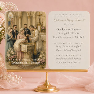 Carte De Visite Cadeau commémoratif de baptême de bébé catholique 