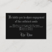 Carte De Visite Cadeau de fiançailles gothique (Dos)