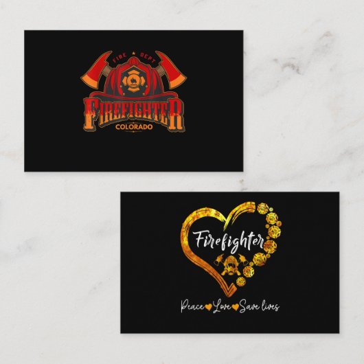 Carte De Visite Cadeau De Pompier Pour Pompier Ou Femme (Devant / Derrière)