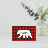 Carte De Visite Cadeau moderne Rouge Plaid Et Blanc Mama Ours (Debout devant)