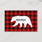 Carte De Visite Cadeau moderne Rouge Plaid Et Blanc Mama Ours (Devant)