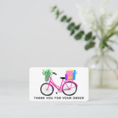 Carte De Visite Cadeaux Vélo Rose Client Commander Merci QR Code (Debout devant)