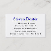 Carte De Visite Cadiologiste (Dos)