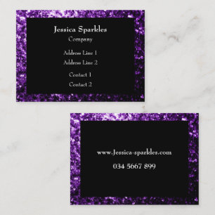 Carte De Visite Cadre à paillettes fausses violet foncé noir