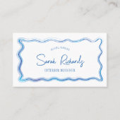 Carte De Visite Cadre Aquarelle Bleu Dessin À La Main Design éléga (Devant)