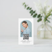 Carte De Visite Cadre Arc Professionnel Chic Moderne Photo Code QR (Debout devant)